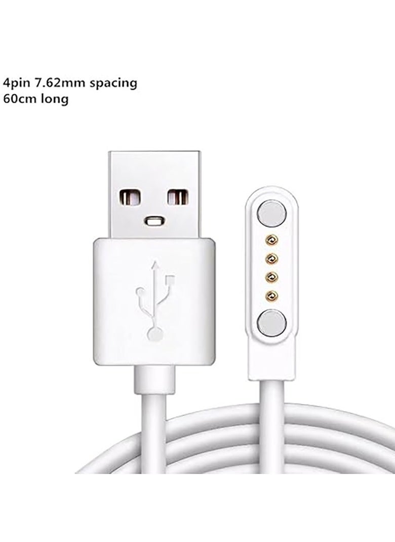 Generic كابل شحن مغناطيسي للساعة الذكية 2/4 دبابيس 2.84/4.0/7.62 مم شاحن طاقة USB بديل لساعة اليد كابل شحن USB مغناطيسي بديل للساعة الذكية (4)  - Image 2