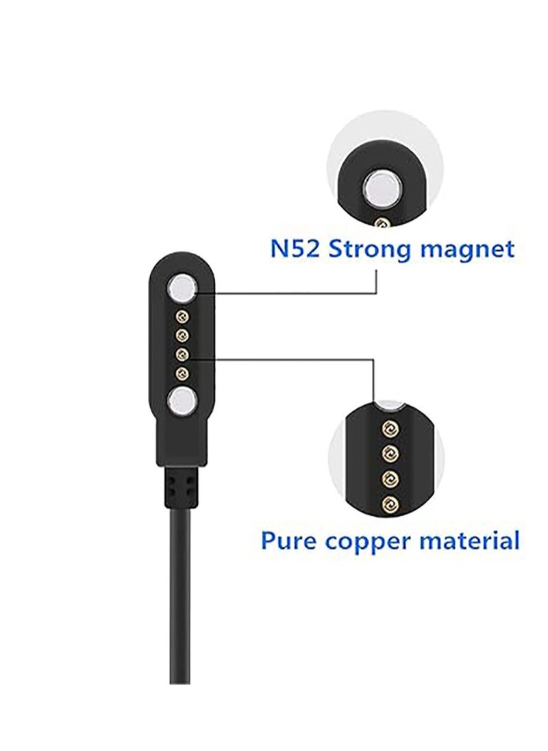 Generic كابل شحن مغناطيسي للساعة الذكية 2/4 دبابيس 2.84/4.0/7.62 مم شاحن طاقة USB بديل لساعة اليد كابل شحن USB مغناطيسي بديل للساعة الذكية (4)  - Image 4