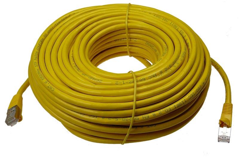 NTW Cat6 Ethernet Cable Shielded 100 FT Yellow Plated RJ45 Connector Internet LAN Wire Cable Cord for Modem Router PC Mac Laptop PS2 PS3 PS4 Xbox 360 Patch Panel Faster Than Cat5 Cat5e (345-S6-100YL) - Image 2