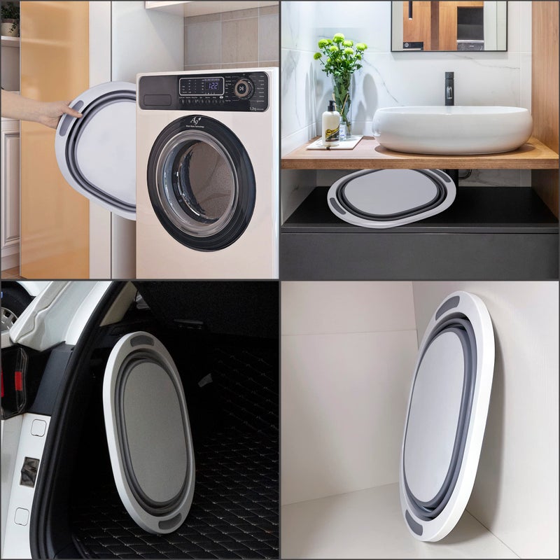 Craftend Collapsible Dishpan 7.5L Plastic Sink Dish Basin Cutting Board Foldable Food Tub for BBQ Picnic Camping Portable Washing Dishes Basket Space Saving Gray - Image 4