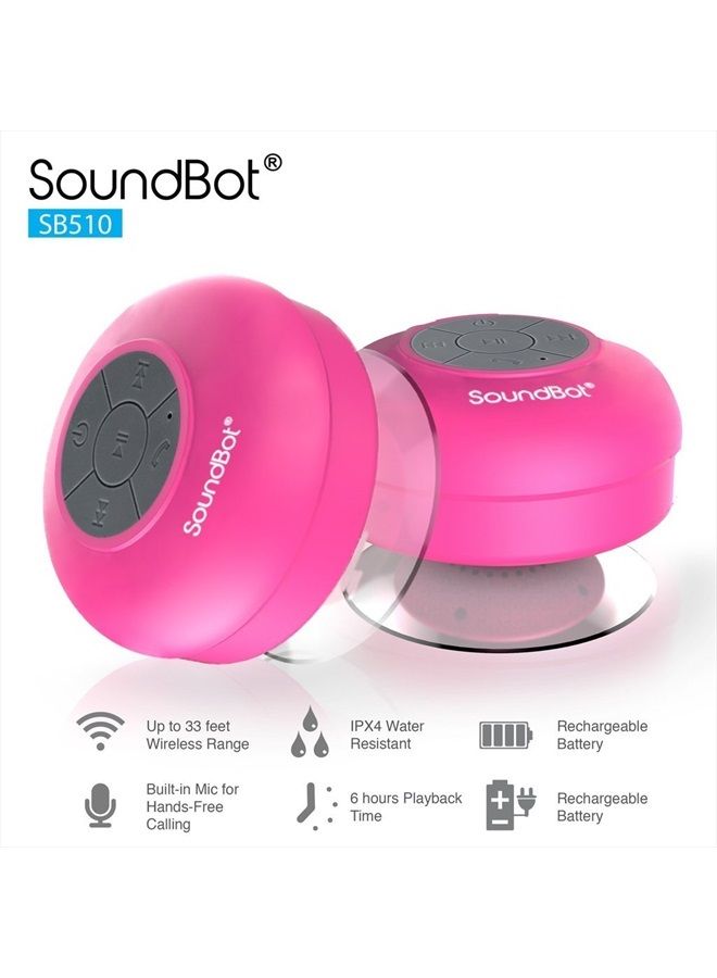 SoundBot مكبر صوت لاسلكي للاستحمام بتقنية البلوتوث من SoundBot SB510 (وردي) - Image 3