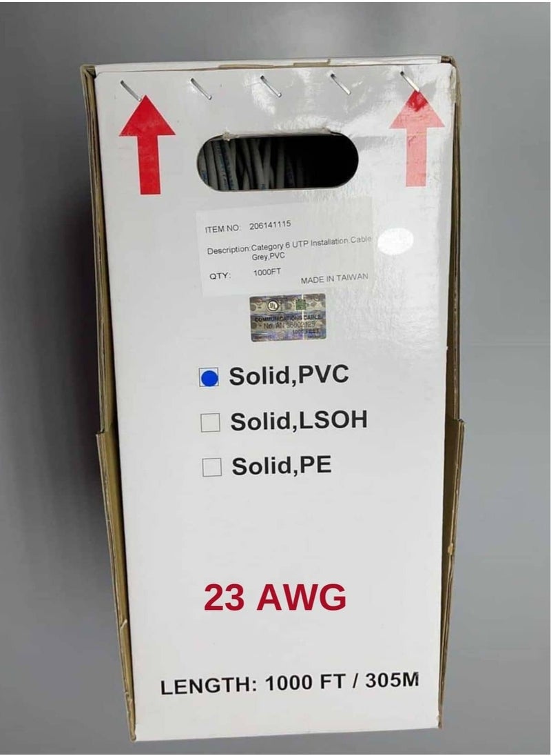 Premium Line - Premium Line Cat 6 U/UTP Installation cable, 23 AWG, 305M Roll, PVC, Grey, 206141115 - Image 1