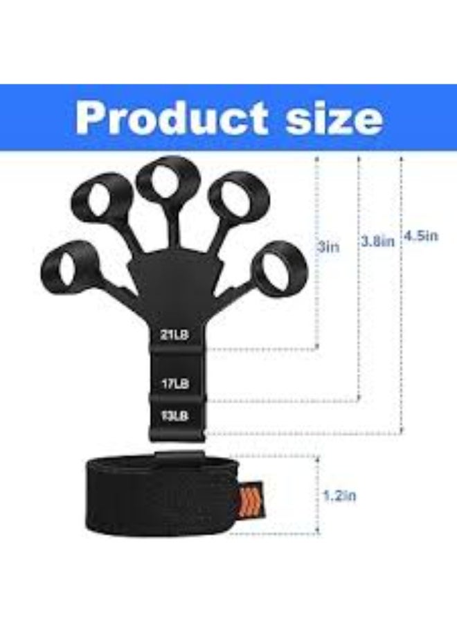 3-Pack Adjustable Finger Exerciser Hand Grip Strengthener for Improved Finger Function and Movement - Silicone Hand Trainer with Wrist Strap - Image 2