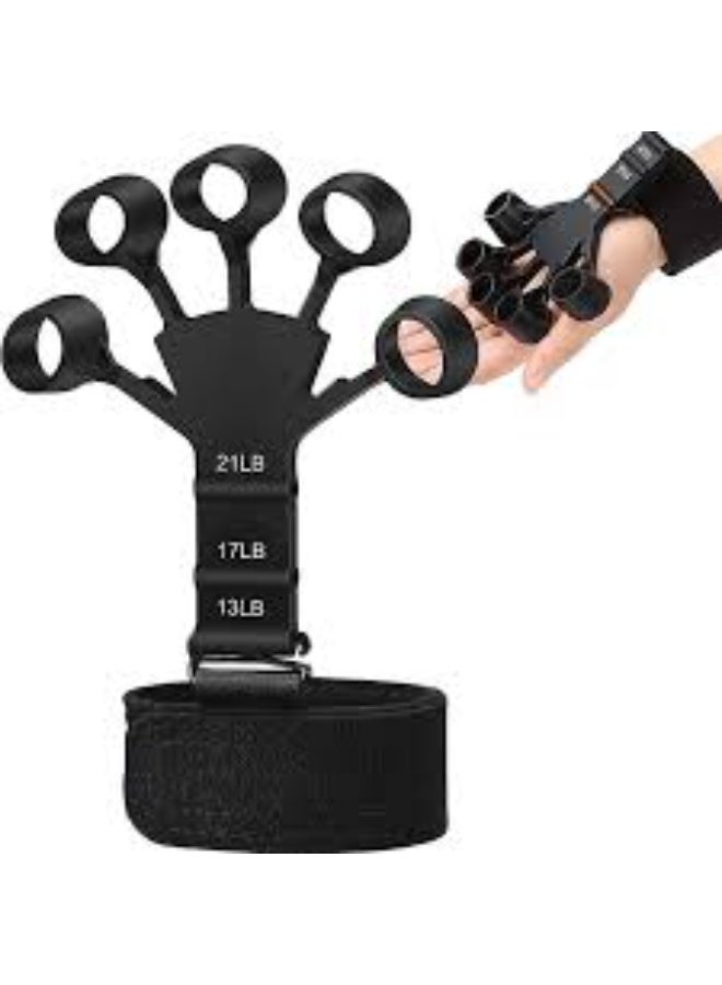 3-Pack Adjustable Finger Exerciser Hand Grip Strengthener for Improved Finger Function and Movement - Silicone Hand Trainer with Wrist Strap - Image 3