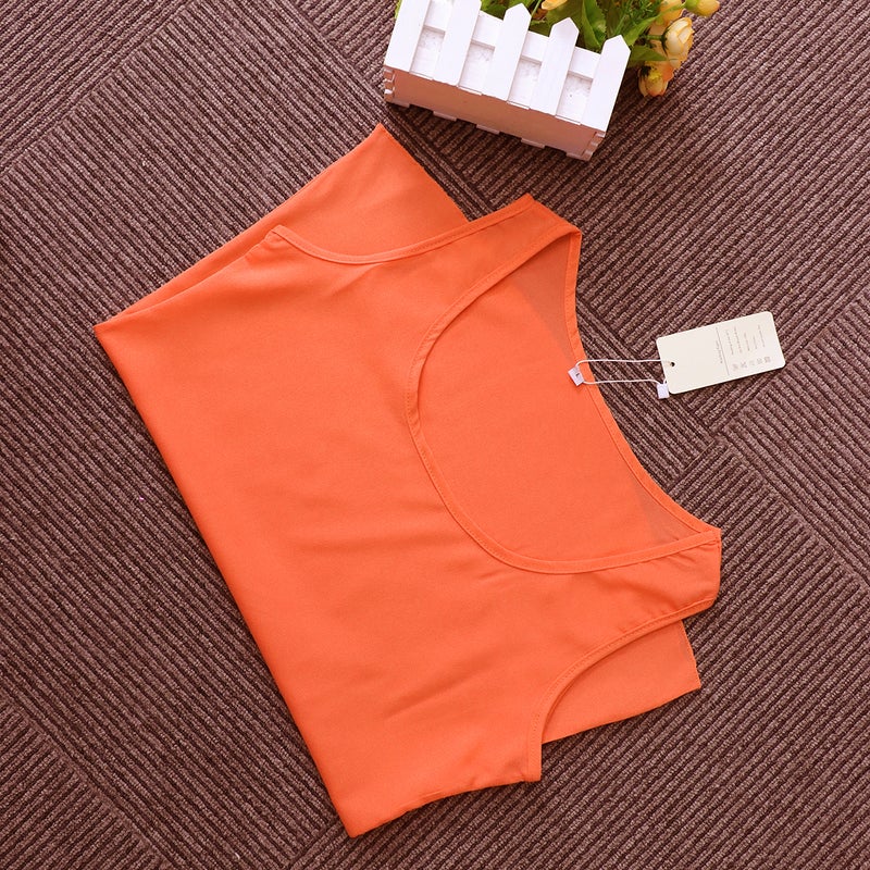 👕 بلوزة نسائية شيفون بدون أكمام بحمالات بألوان حلوى مقاس كبير برتقالي - Image 5