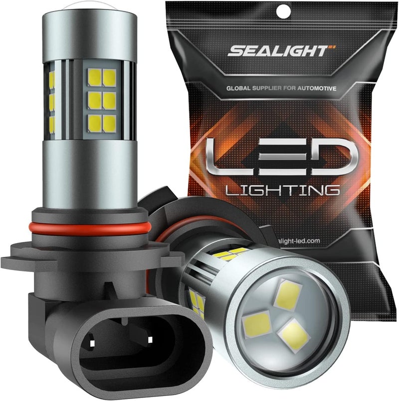 SEALIGHT مصابيح الضباب LED SEALIGHT 9006، مصابيح ضباب LED 9006 Hb4 بحجم 1:1، قابلة للتوصيل والتشغيل، نمط ضوء أبيض زينون 6000k، عبوة من 2 - Image 1