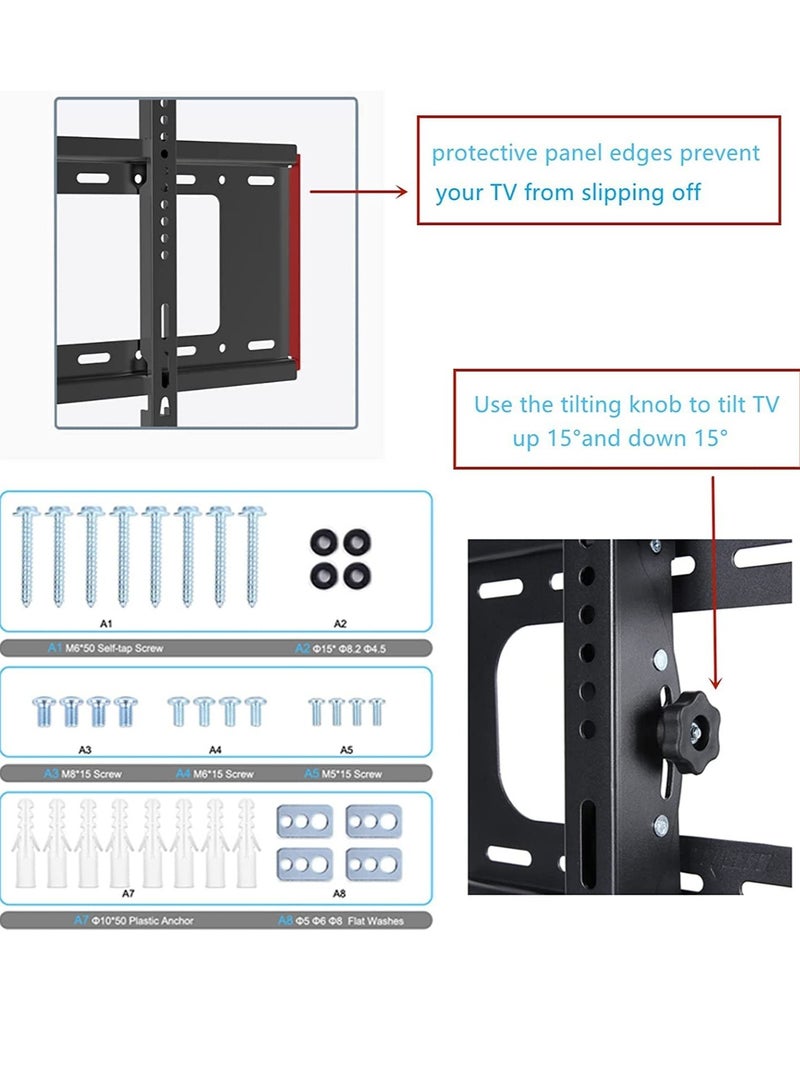 26" - 75" Fixed TV Wall Mount Bracket Universal Tilt TV Heavy Duty Wall Mount Adjustable TV Stand for LED LCD OLED Plasma TV with Super Strong 50kg Weight Capacity VESA up to 700 x 400 - Image 4