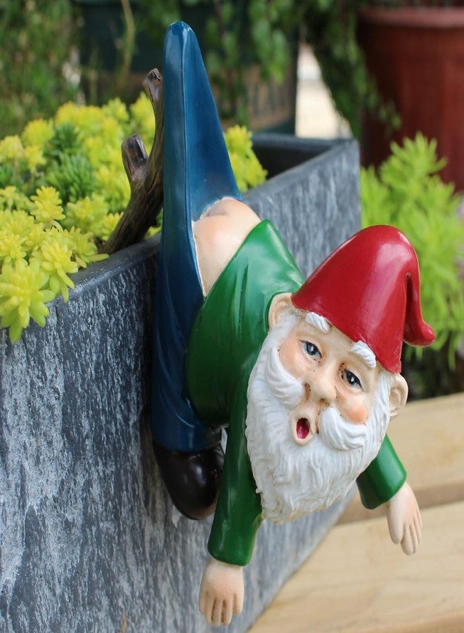 Pujipu Cute Climbing Gnome Figurines Flower Pot Hugger Hanging Garden Gnomes Plant Decorations for Pots, Resin Hanging Gnome Figurine, Gnomes Decorations for Home Patio Garden Yard (Style A) - Image 1