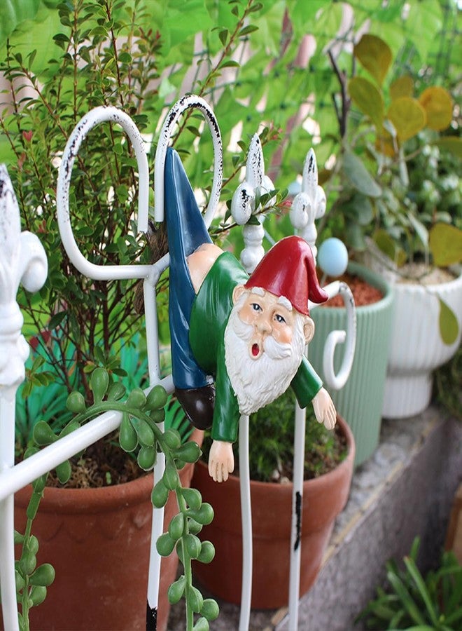 Pujipu Cute Climbing Gnome Figurines Flower Pot Hugger Hanging Garden Gnomes Plant Decorations for Pots, Resin Hanging Gnome Figurine, Gnomes Decorations for Home Patio Garden Yard (Style A) - Image 5