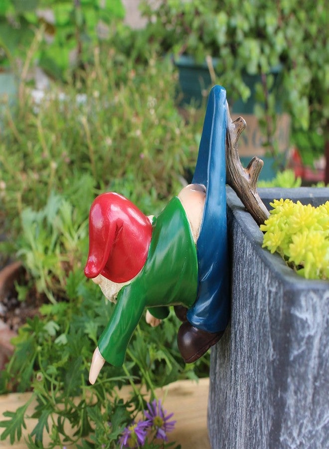 Pujipu Cute Climbing Gnome Figurines Flower Pot Hugger Hanging Garden Gnomes Plant Decorations for Pots, Resin Hanging Gnome Figurine, Gnomes Decorations for Home Patio Garden Yard (Style A) - Image 3