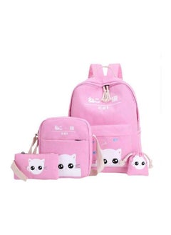 Generic 4-Piece Printed School Backpack Set Pink/White  - Image 1