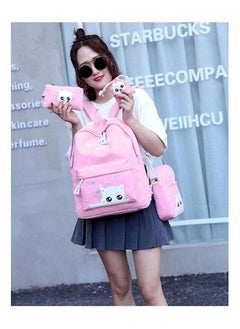 Generic 4-Piece Printed School Backpack Set Pink/White  - Image 2