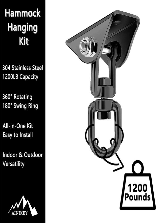 AINIKEY Heavy Duty Hammock Hanging Kit, 360° Rotating 1200 lb Swing Hangers for Hammock Chair Stand, Seat, Porch Swing, Yoga, Tree, Ceiling Mount, Indoor Outdoor Hanging Hardware Black | Pack of 2 - Image 3
