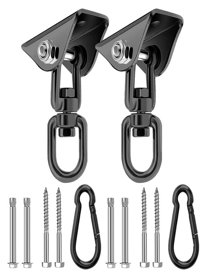 AINIKEY Heavy Duty Hammock Hanging Kit, 360° Rotating 1200 lb Swing Hangers for Hammock Chair Stand, Seat, Porch Swing, Yoga, Tree, Ceiling Mount, Indoor Outdoor Hanging Hardware Black | Pack of 2 - Image 1