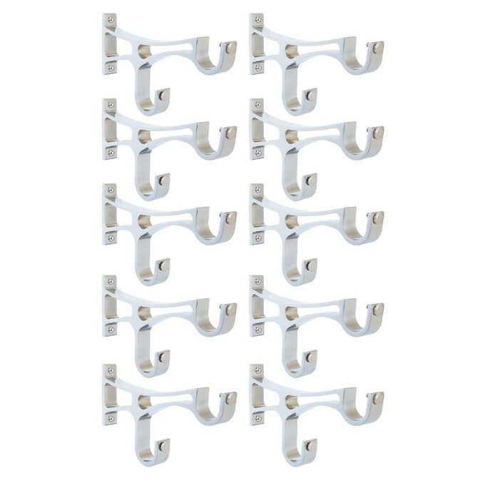 Stylish Antique Finish Double Curtain Support for Bracket Parda Holder Window Rod Support Fittings Pack of 10 Silver