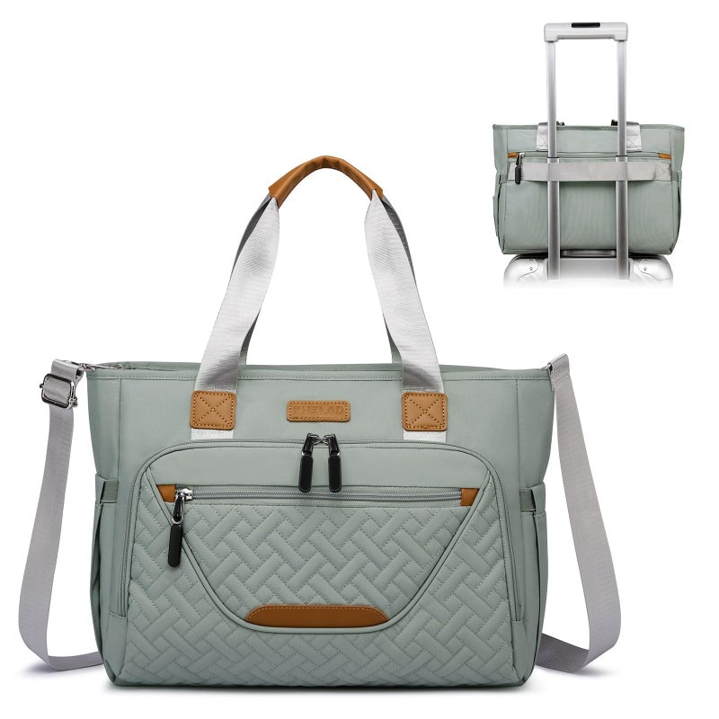 FHELAD Diaper Bag Tote Baby Diaper Bag for Mom with 16 Laptop Compartment Travel Diaper Bags for Easy to Carry of Wet Wipe Bottles Ideal for Baby Registry Morandi Grey