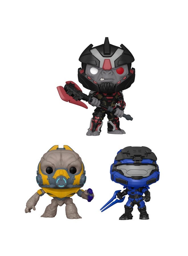Funko مجموعة جامعيين من فنكو بوب! ألعاب: هالو إنفينيت - 3 شخصيات: جرانت كونسبيركت مسدس بلازما، سبارتان مارك V [B] سيف أزرق (نسخة مطاردة سيف أحمر محتملة)، 6" سوبر بوب! فأس إيشاروم الجاذبية - Image 1