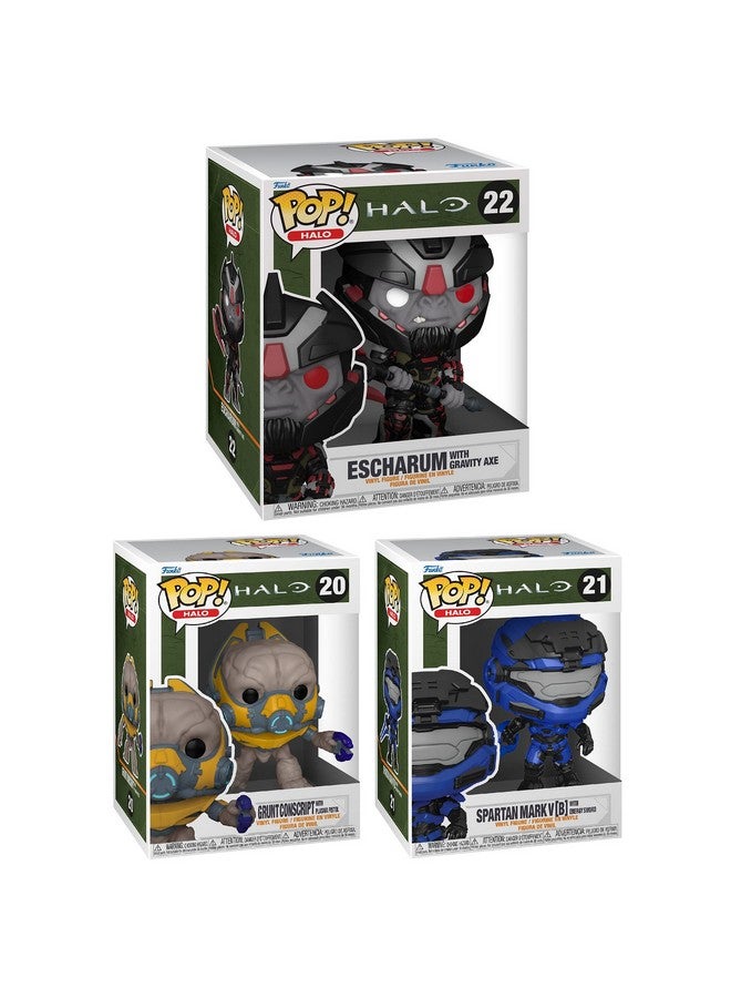 Funko مجموعة جامعيين من فنكو بوب! ألعاب: هالو إنفينيت - 3 شخصيات: جرانت كونسبيركت مسدس بلازما، سبارتان مارك V [B] سيف أزرق (نسخة مطاردة سيف أحمر محتملة)، 6" سوبر بوب! فأس إيشاروم الجاذبية - Image 3