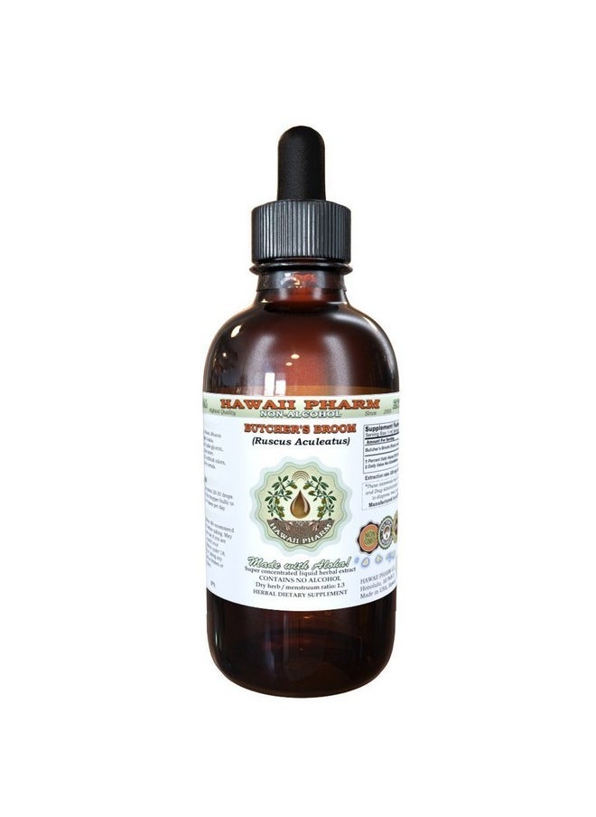 HawaiiPharm - Butcher Broom Alcoholfree Liquid Extract Organic Butcher Broom Ruscus Aculeatus Dried Root Glycerite Hawaii Pharm Natural Herbal Supplement 2 Oz - Image 1