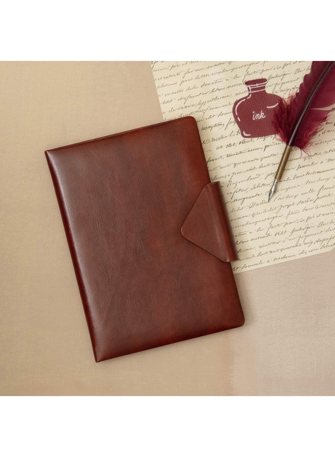 REGAL Timeless Charm A-5 PU Leather Notebook Diary Journal with Magnetic Flap Closure and Pen Holder, 192 pages, 80 gsm - Deep Brown - Image 1