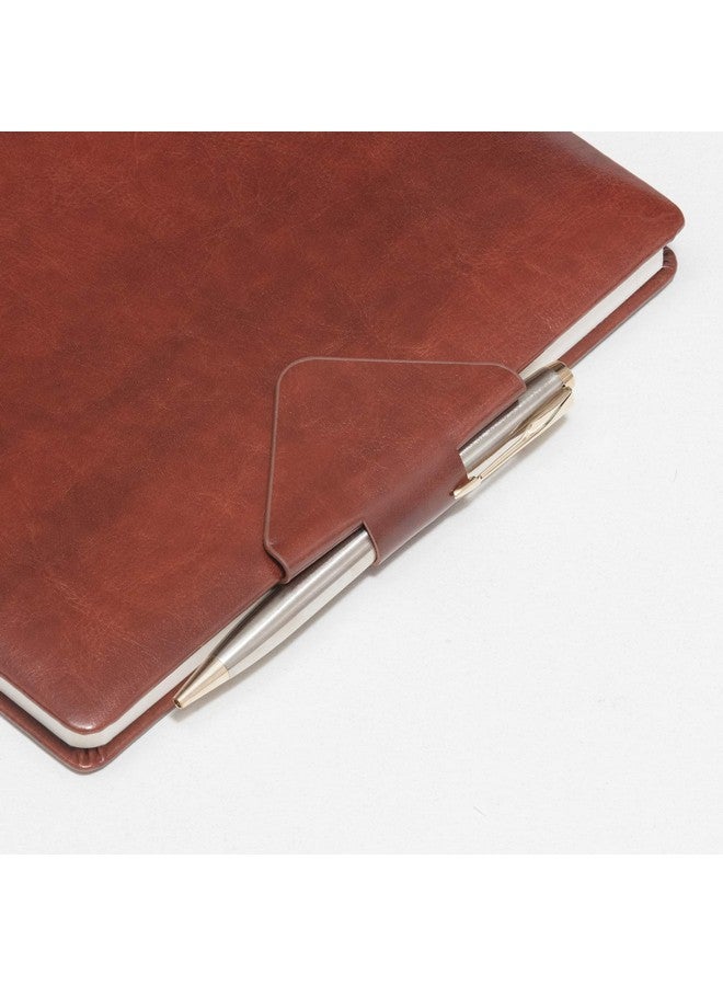 REGAL Timeless Charm A-5 PU Leather Notebook Diary Journal with Magnetic Flap Closure and Pen Holder, 192 pages, 80 gsm - Deep Brown - Image 4