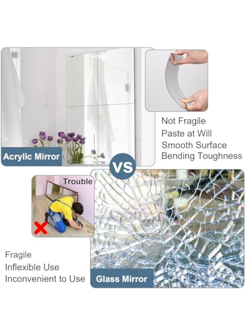 Arabest 4 عبوات مرآة لاصقة ذاتية، بلاط مرآة لاصق 10*15 سم، مرآة أكريليك بسمك 2 مم لاصقة على الجدران، ملصقات مرآة قابلة للإزالة لتزيين المدرسة والمنزل وغرفة المعيشة والحمام وغرفة النوم - Image 3