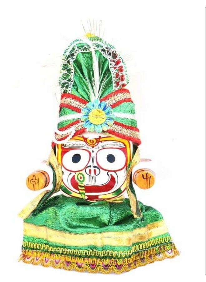 RealCraft; INSPIRING LIFES RealCraft; INSPIRING LIFES Lord Jagannath Wooden Idol Murti for Puja with Dress Set(Includes Sudarshan) (8 Inch),Multicolour,Set of 5 - Image 4