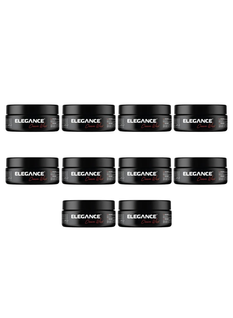 Elegance-E Series Cream Wax White 140ml – Pack of 10 | Medium Hold, Moisturizing, Natural Shine