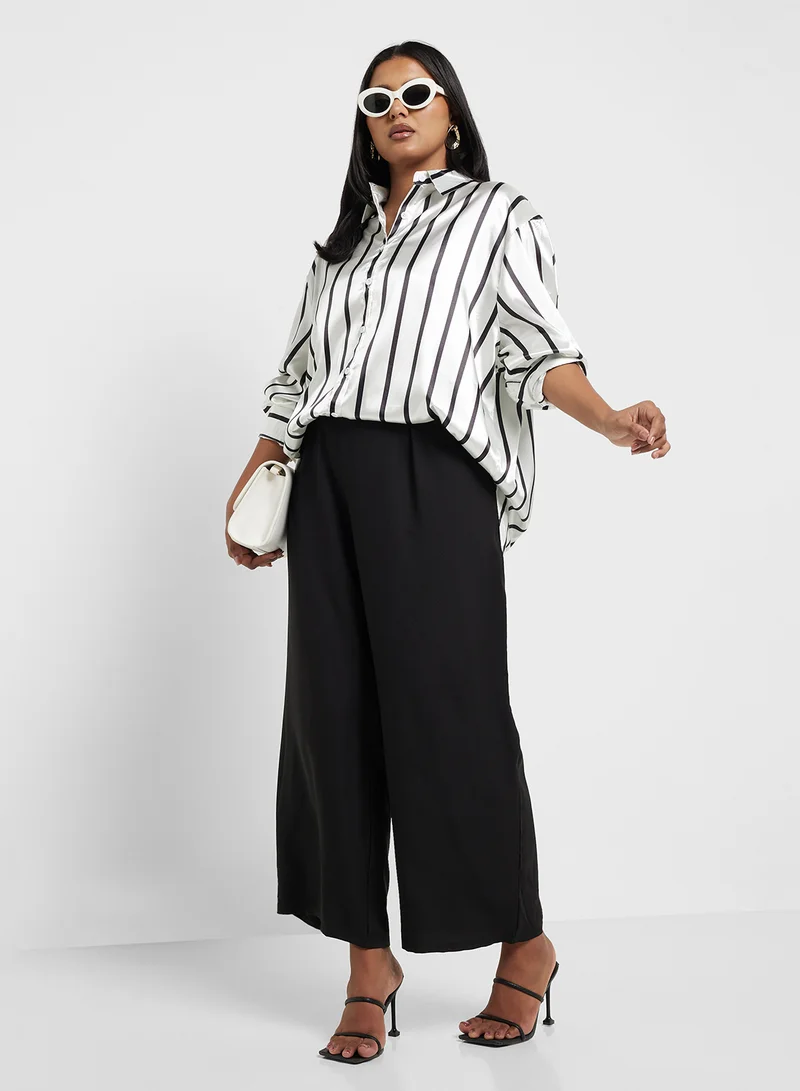 Ginger Plus Satin Stripe Button Down Shirt