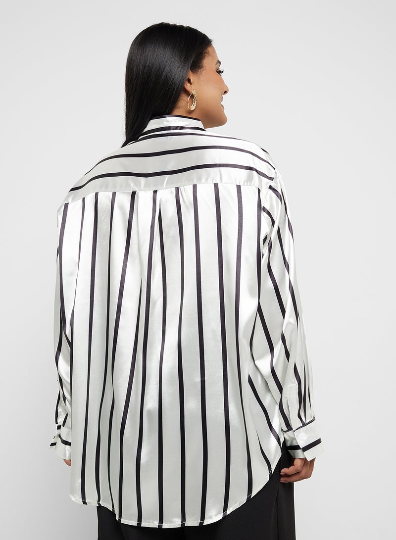 Ginger Plus Satin Stripe Button Down Shirt - Image 2