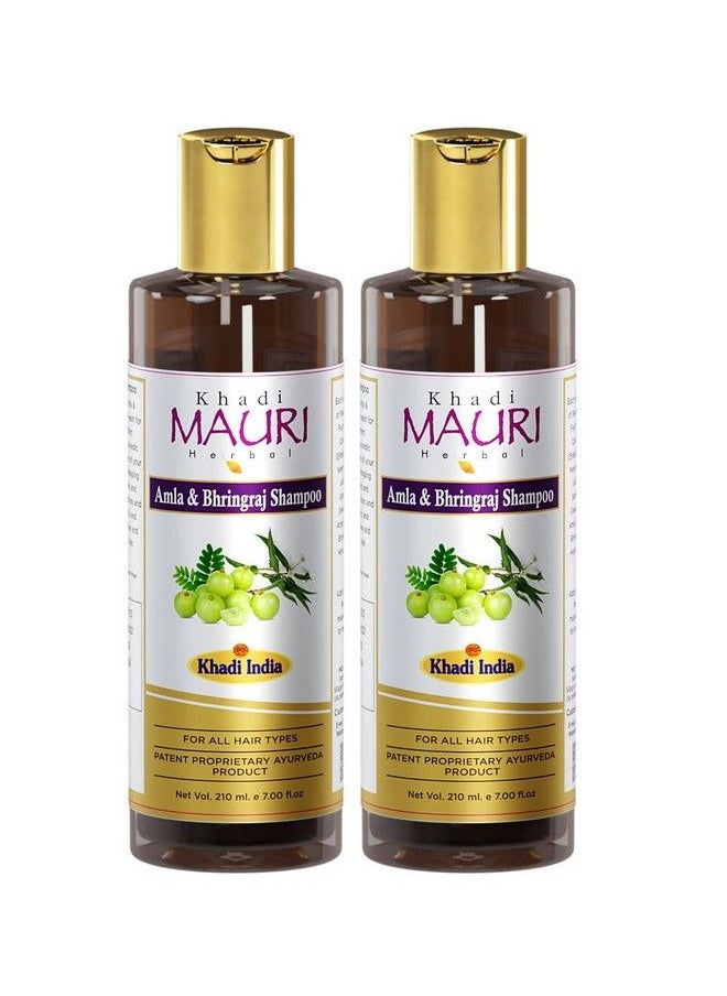 Khadi Mauri Herbal Amla Bhringraj Shampoo Range (2 X 210 Ml) Brown  - Image 2