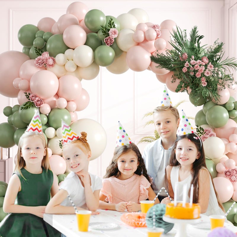 Leraqertra Pink and Green Balloon Arch Kit with Sand White Sage Green and Pink Balloons for Boho Baby in Bloom Baby Bridal Shower Gender Reveal Birthday Party Decorations - Image 5