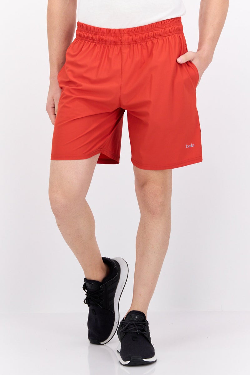 BOLA Best Of Luck Always Men Sportswear Fit Brand Logo Training Shorts, Orange  - Image 1