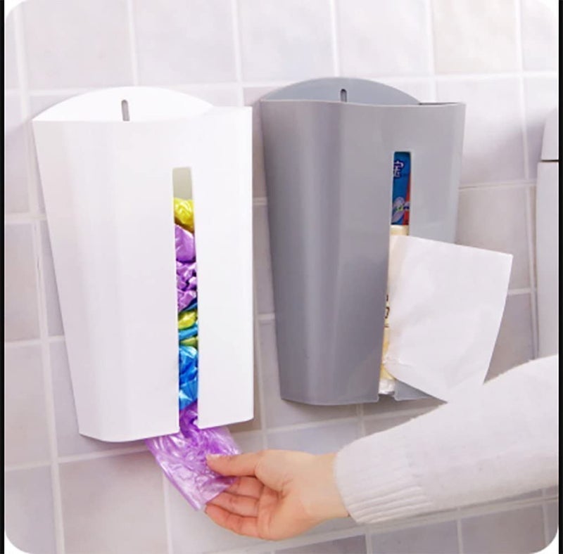 ENTRAXA حامل أكياس البقالة من بلاستيك إنتراكس، صندوق تخزين معلق على الحائط، 17 × 8 × 27 سم، بني - Image 4