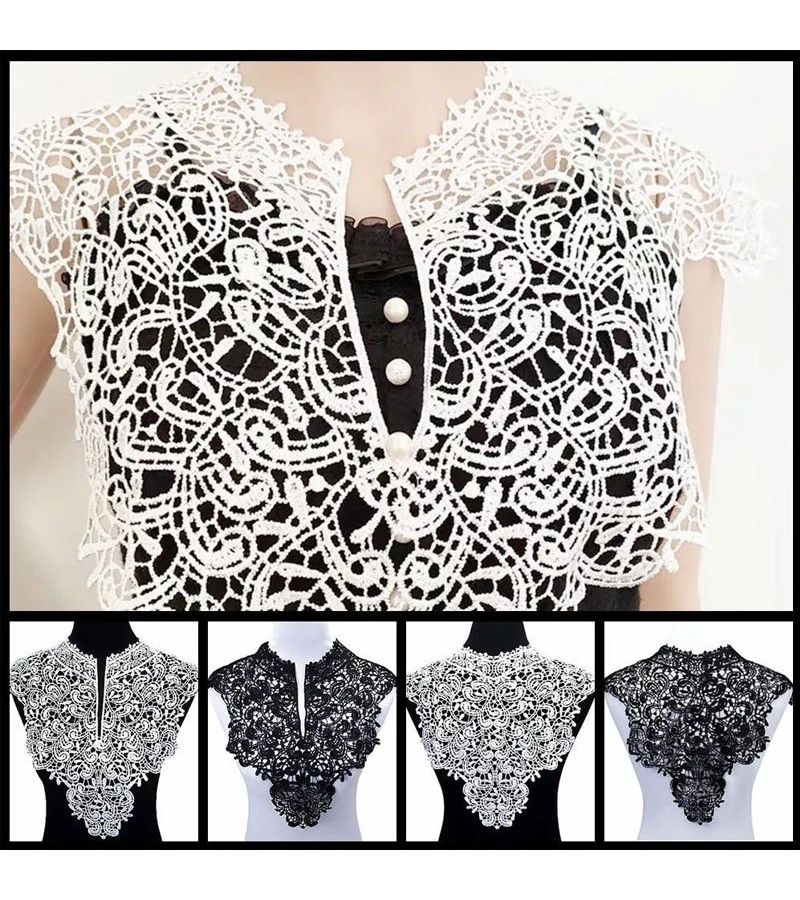 Water Soluble Lace Patch Hollow Mesh Floral Back Collar Trim Style C - Image 5