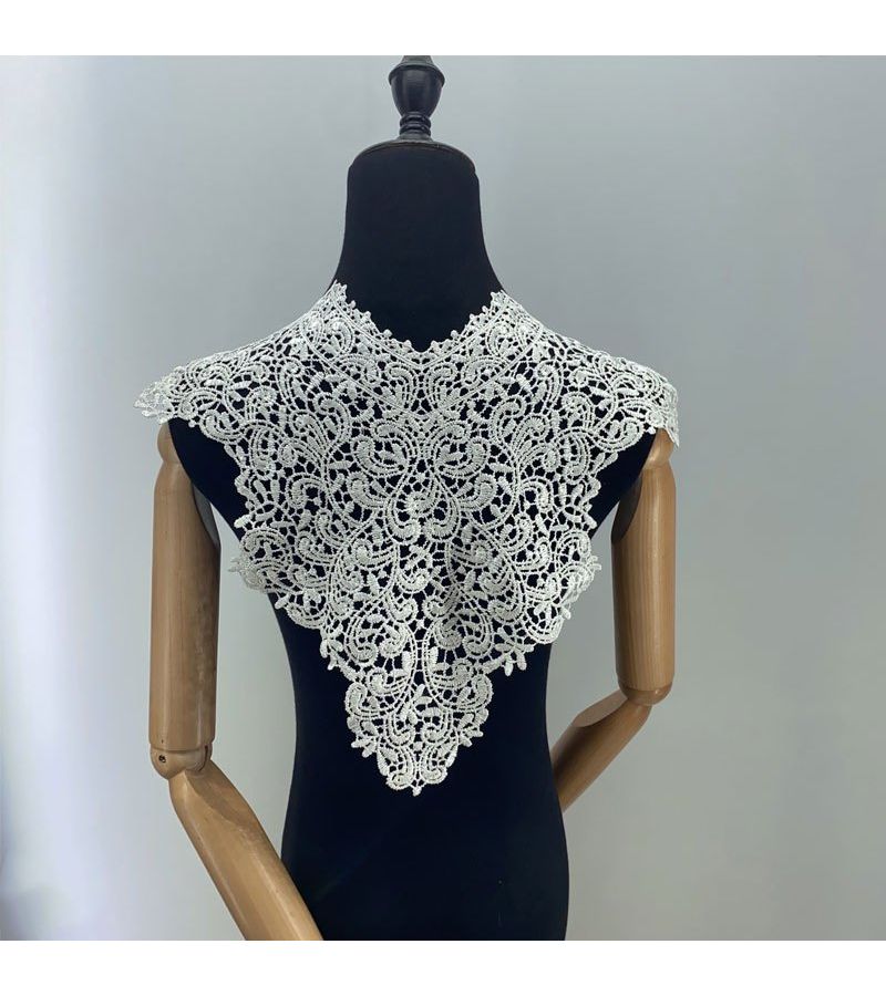 Water Soluble Lace Patch Hollow Mesh Floral Back Collar Trim Style C - Image 3