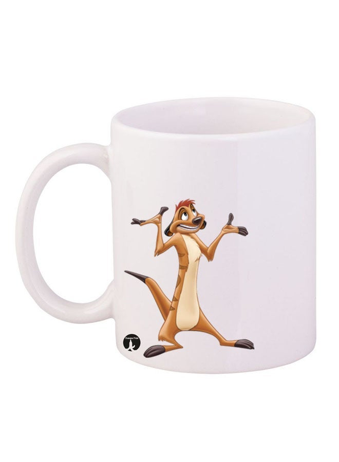 RYN Durable Heat-Resistant Thick Wall Designed Ergonomic Handled Disney Printed Mug White/Brown/Beige 11ounce