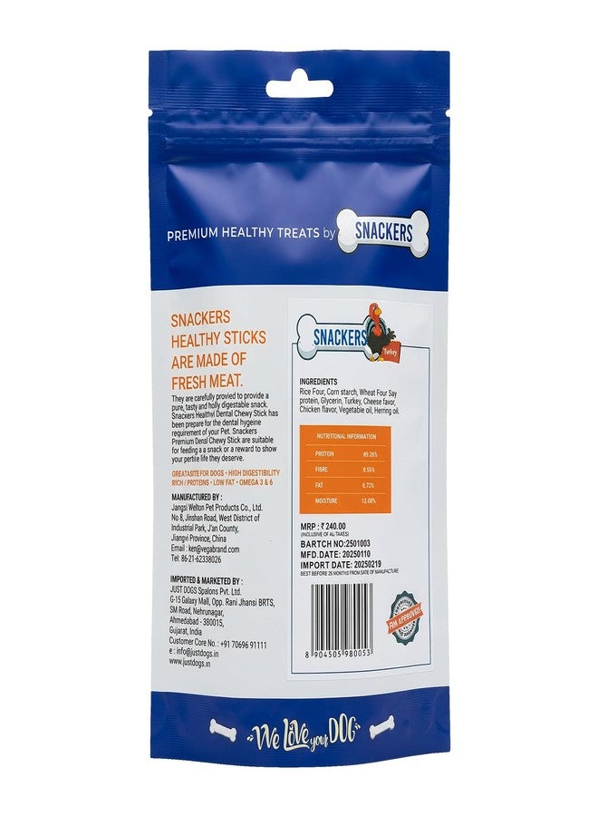 Snackers Turkey Dental Chewy Stick for Dogs | Supports Healthy Teeth & Gums | Chewy Dental Treat for Oral Care | 100g - Image 2