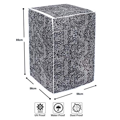 Vintage Pro Washing Machine Cover Suitable for Top Load Samsung Front Panel 6 Kg, 6.5 Kg, 7 Kg, 7.5 Kg (56cmsX56cmsX85cms, Black Flower) - Image 4