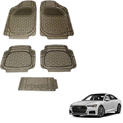 Autokaar PVC Car Foot Mat Universal Fit | Waterproof, Washable Anti-Slip Complete Floor Mat Compatible with Audi A6 (Set of 5, Smoke) - Image 5