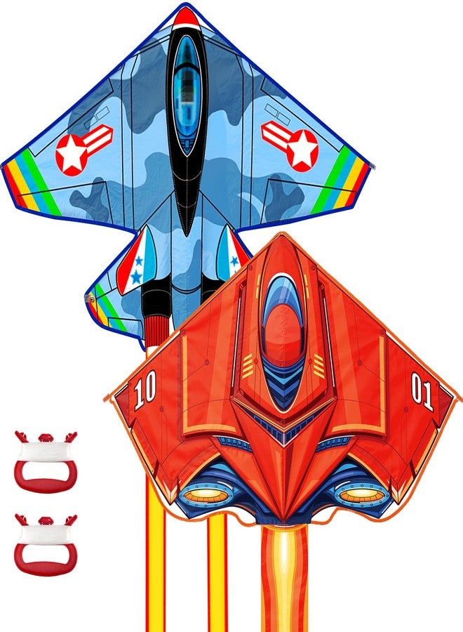 Ynanimery 2 Pack Airplane Kites for Kids Ages 4-8 8-12 Gifts, Large Airplane Kites for Kids Adults Easy to Fly for Beach, Yard with Handle, Great Outdoor Toys for Family Activities - Image 1