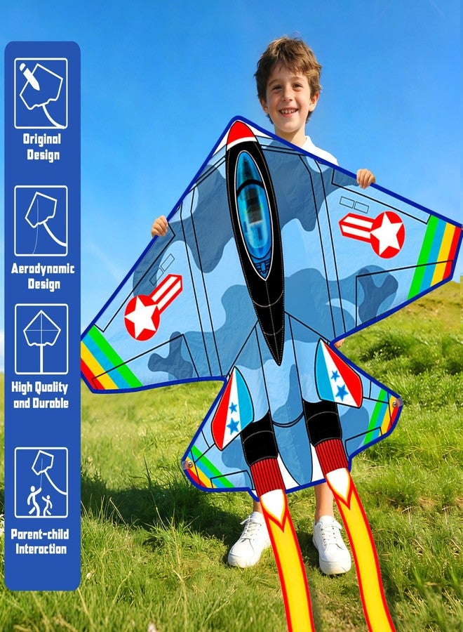 Ynanimery 2 Pack Airplane Kites for Kids Ages 4-8 8-12 Gifts, Large Airplane Kites for Kids Adults Easy to Fly for Beach, Yard with Handle, Great Outdoor Toys for Family Activities - Image 3