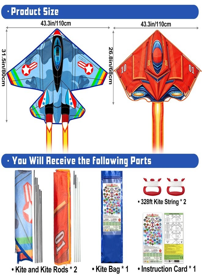 Ynanimery 2 Pack Airplane Kites for Kids Ages 4-8 8-12 Gifts, Large Airplane Kites for Kids Adults Easy to Fly for Beach, Yard with Handle, Great Outdoor Toys for Family Activities - Image 5