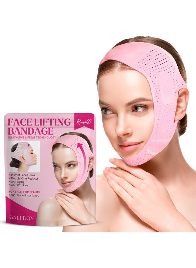 Galeboy Reusable Double Chin Reducer- V Line Mask -Double Chin Remover-Facial Slimming Chin Strap-Chin Up Mask Face Lifting Belt V Shaped Slimming Face Mask - Image 1