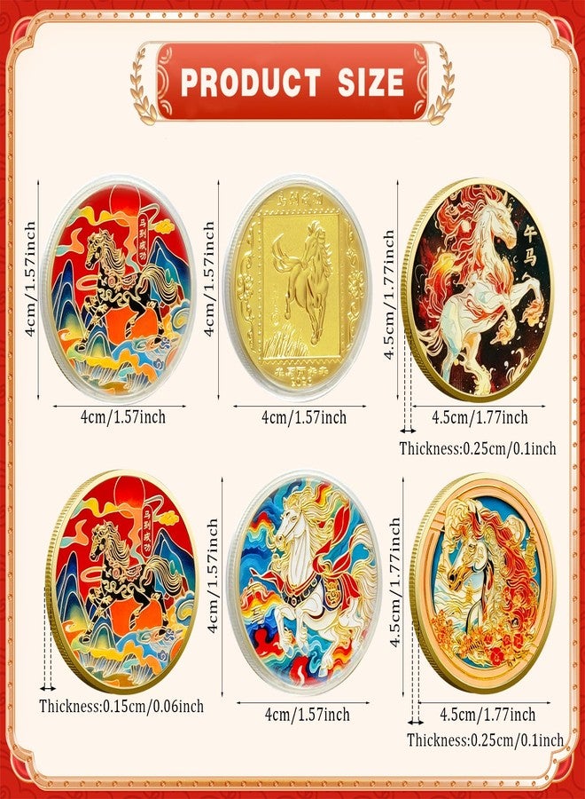 LAIAMER 5 Pcs Chinese Horse Coin 2026 Year of The Horse Zodiac Coin Gold Chinese Lucky Coin for Lunar Year Zodiac Blessing Souvenir Gifts with Protective Case - Image 3