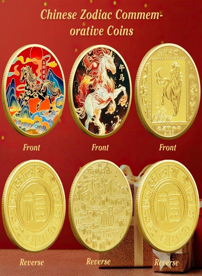 LAIAMER 5 Pcs Chinese Horse Coin 2026 Year of The Horse Zodiac Coin Gold Chinese Lucky Coin for Lunar Year Zodiac Blessing Souvenir Gifts with Protective Case - Image 5