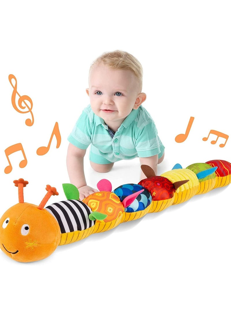 SYOSI Baby Toys Musical Caterpillar Infant Toys Stuffed Animal Toys with Ruler Design and Ring Bell Baby Teething Toys for Tummy Time Baby Development Plush Toys with Rich Colors Patterns Textures - Image 1