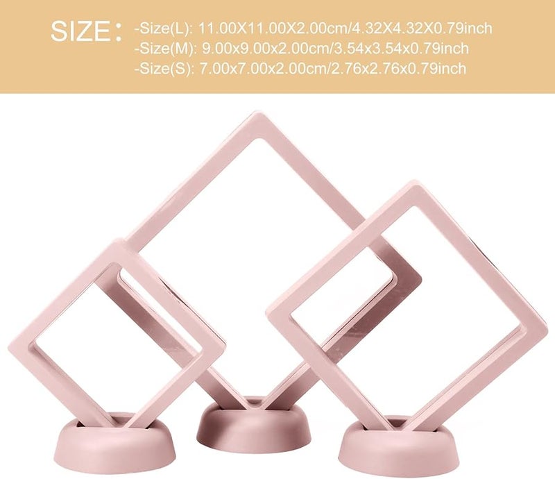 إطار عرض مجوهرات عائم وردي مع فيلم شفاف للقلائد والخواتم والأقراط - Image 3