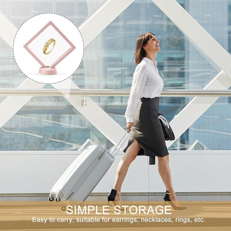 إطار عرض مجوهرات عائم وردي مع فيلم شفاف للقلائد والخواتم والأقراط - Image 5