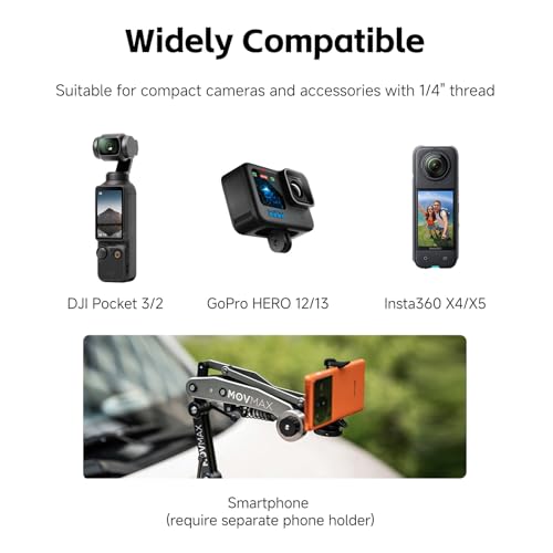 Vaxis Global Movmax Blade Arm for DJI Pocket 3, Insta 360, and GoPro Hero 12 Cameras with N2 Arm Technology and Universal Locking Screw - Image 2